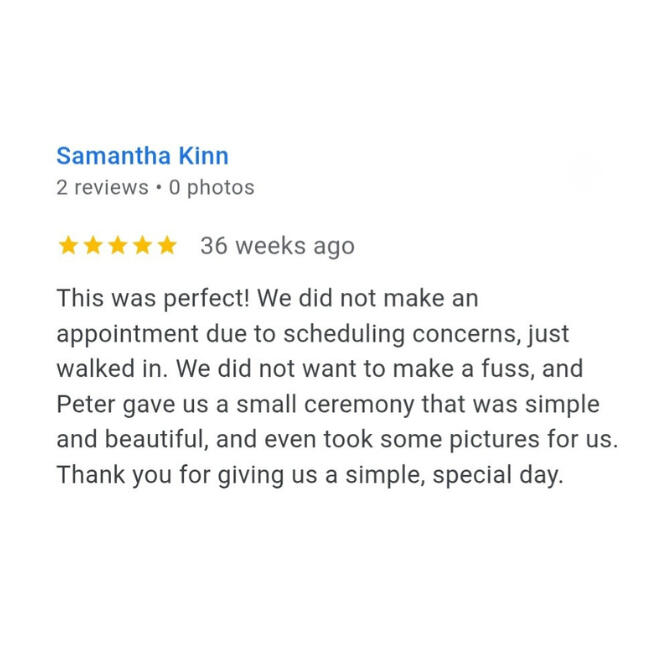 Peter's Civil Ceremony Review Marry Me In Indy Reviews